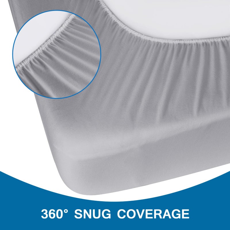 Coldwind Twin Fitted Sheet Soft Twin Size Fitted Sheets for Kids Up to 14 Inches Deep Procket  Single Size Bed Mattress Sheets Stretchable and Breathable Jersey Knit Cover  Bottom Sheet Only  Gray - Image 4