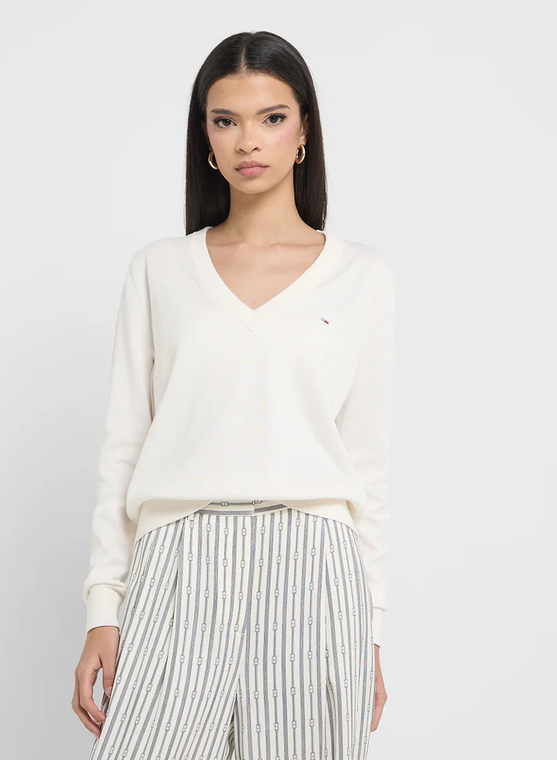 تومي جينز V-Neck Knitted Sweater