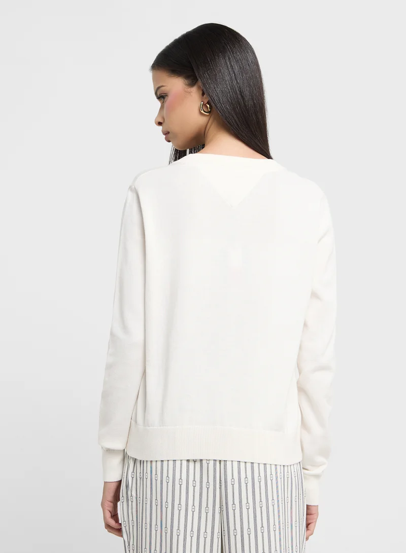 تومي جينز V-Neck Knitted Sweater