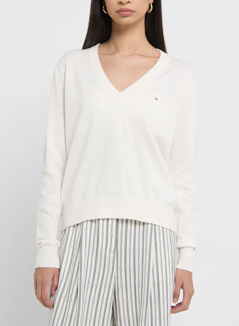 تومي جينز V-Neck Knitted Sweater