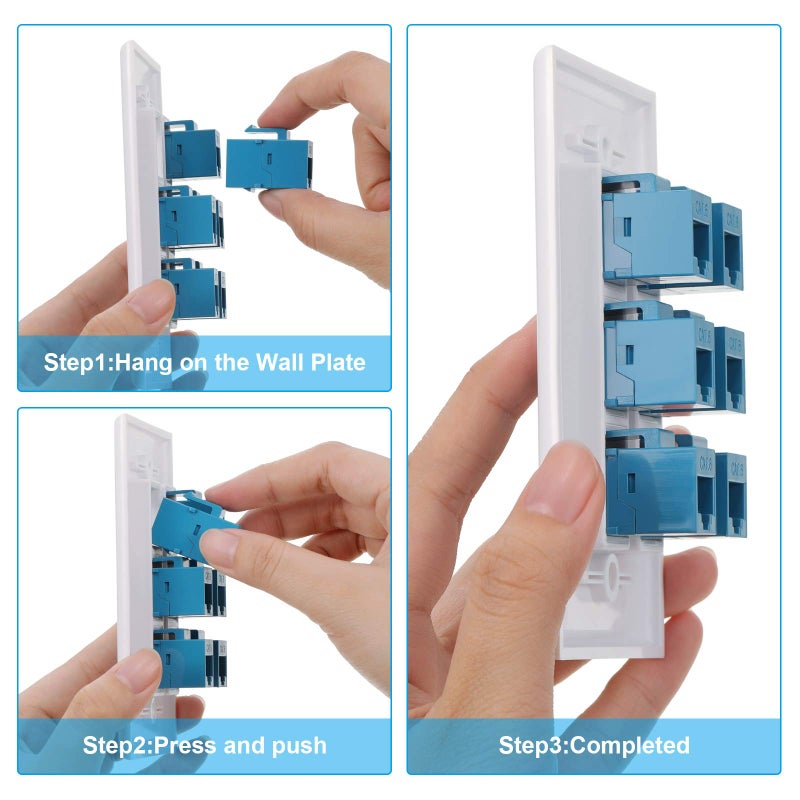 Weewooday 2 Pcs RJ45 Wall Plate 6 Port Ethernet Wall Plate Cover Cat6 Female to Female Jack Inline Coupler Ethernet Cable Faceplates for Cat5 Cat5e Cat6 - Image 2