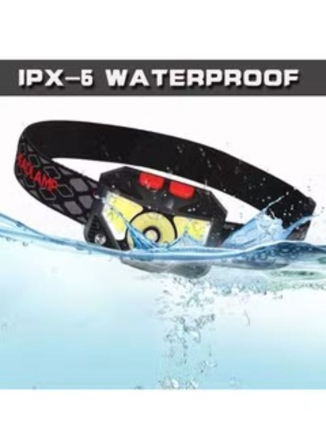 Loquat Portable High Power LED Headlamp With External Hand Sensor And Built-in Battery T6 + COB USB - Image 2