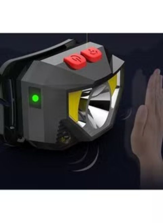 Loquat Portable High Power LED Headlamp With External Hand Sensor And Built-in Battery T6 + COB USB - Image 3