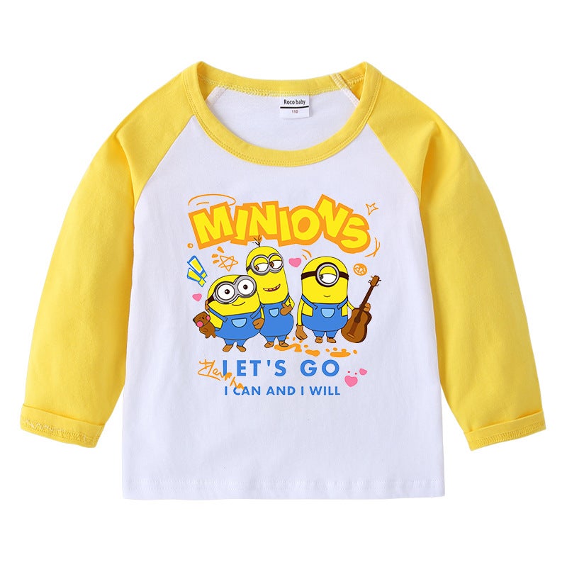 Children'S T-Shirt Crewneck Cartoon Long Sleeve Top Base Shirt Boys And Daughter Children'S Suit Cotton T-Shirt - Image 2