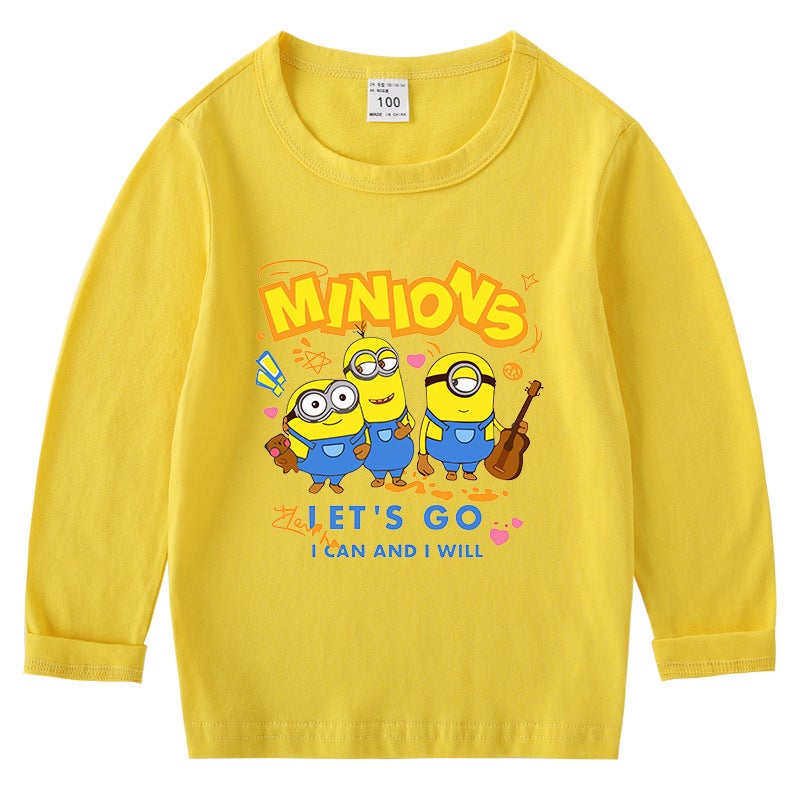 Children'S T-Shirt Crewneck Cartoon Long Sleeve Top Base Shirt Boys And Daughter Children'S Suit Cotton T-Shirt - Image 5