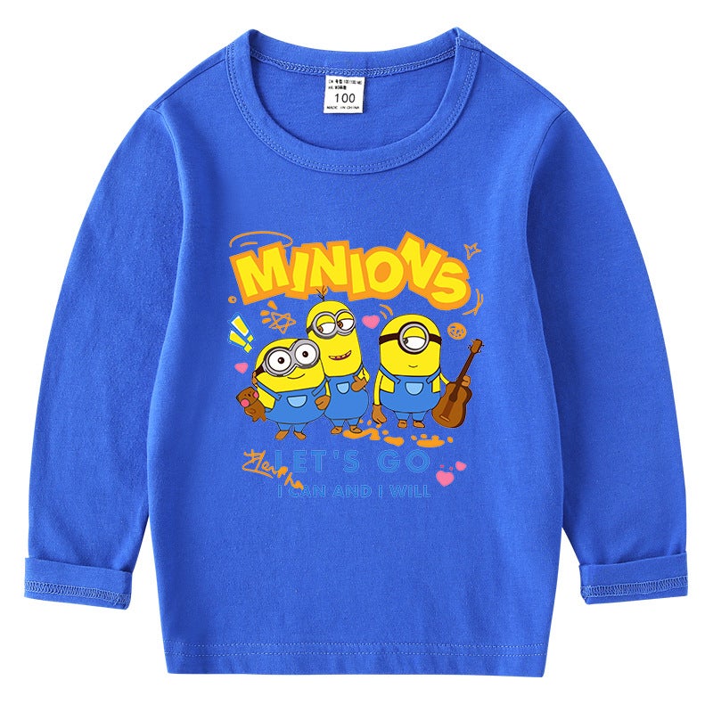 Children'S T-Shirt Crewneck Cartoon Long Sleeve Top Base Shirt Boys And Daughter Children'S Suit Cotton T-Shirt - Image 1