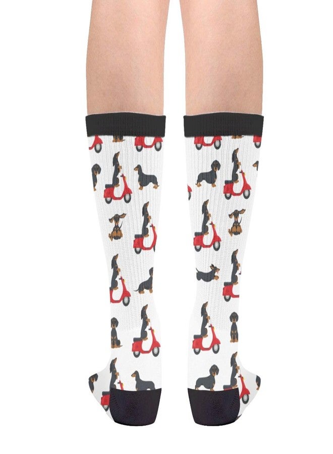 MOLIAN dachshund Motor Scooter Socks for Men Women Novelty Crew Socks Funny Crazy Stockings Gifts - Image 2