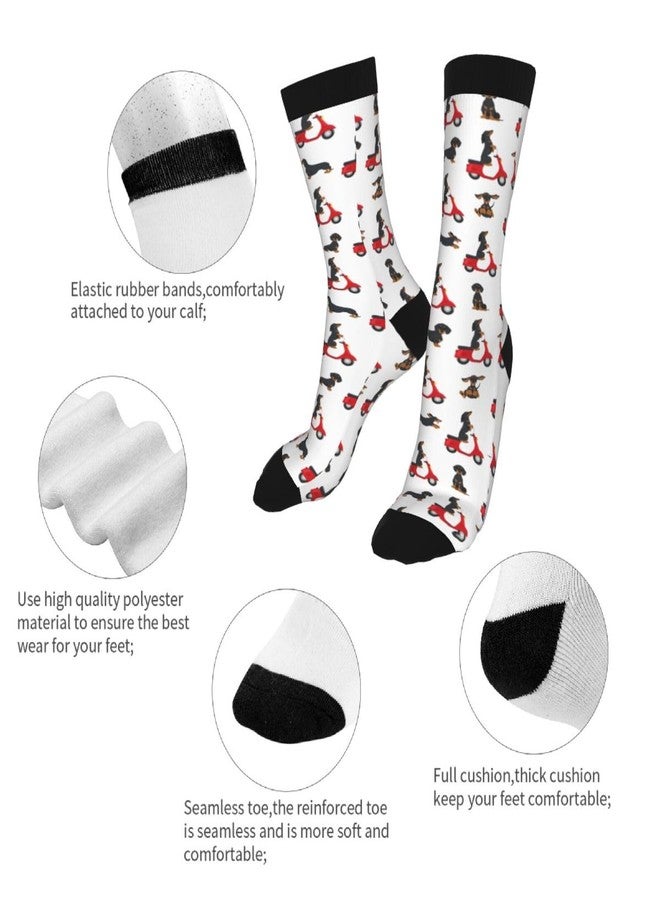 MOLIAN dachshund Motor Scooter Socks for Men Women Novelty Crew Socks Funny Crazy Stockings Gifts - Image 4