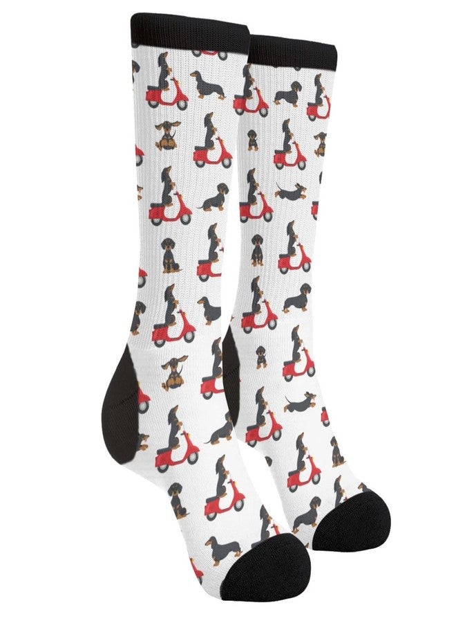 MOLIAN dachshund Motor Scooter Socks for Men Women Novelty Crew Socks Funny Crazy Stockings Gifts - Image 1