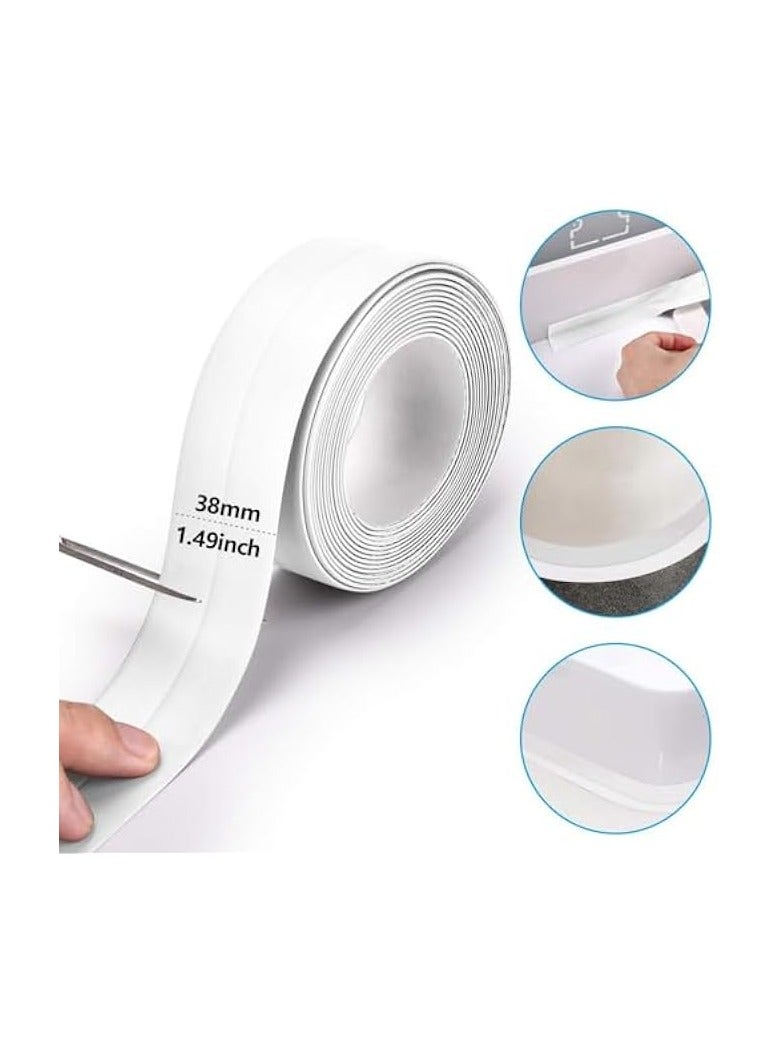erorex 2 Packs Caulk Tape,3.2M x 3.8CM Waterproof PVC Self Adhesive Caulk Strip Sealant Tape Sealing Strip for Kitchen Shower Countertop Sink Bathroom Toilet and Bathtub Floor Wall Edge Protector-Grey - Image 2