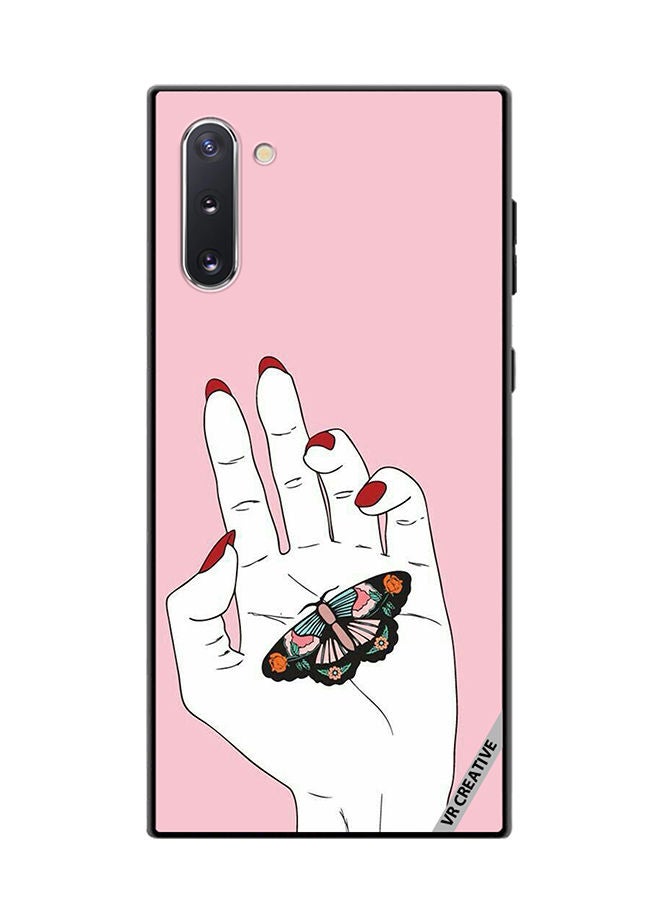 VR CREATIVE Protective Case Cover For Samsung Galaxy Note10 5G Butterfly Siting In Hand Design Multicolour - Image 1