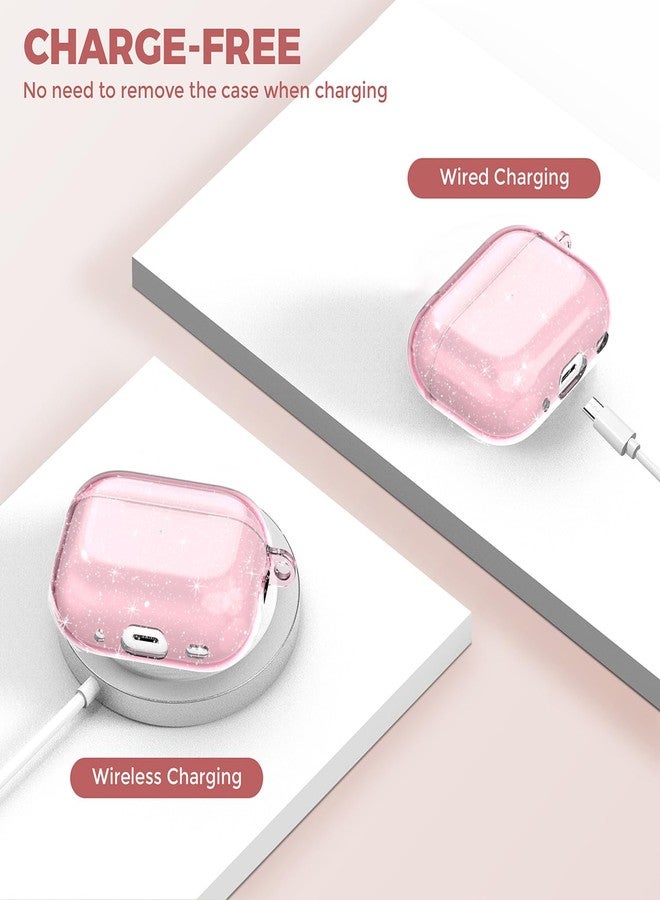OTOPO for Airpods Pro 3 Case Clear with Cleaning Kit 2025, Soft TPU Transparent Apple AirPods Pro 3rd Generation Protective Cover Skin Women Men for iPod Pro3 Case -Glitter Pink - Image 4