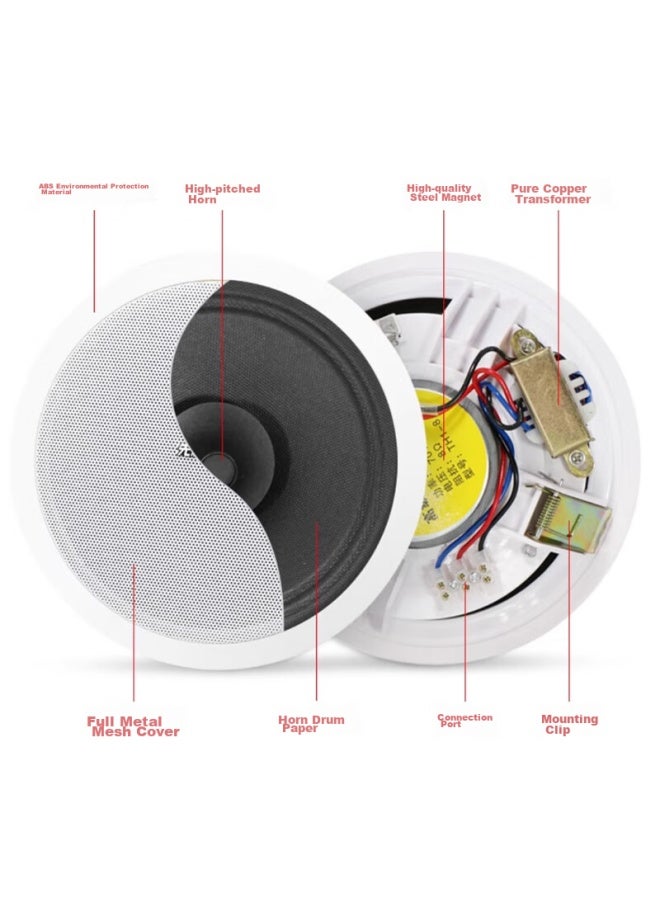 SAST 6-Inch Constant Voltage Ceiling Speaker, Recessed Ceiling-Mounted Background Music System, Embedded Public Address Speaker For Shopping Malls And Stores - Image 4