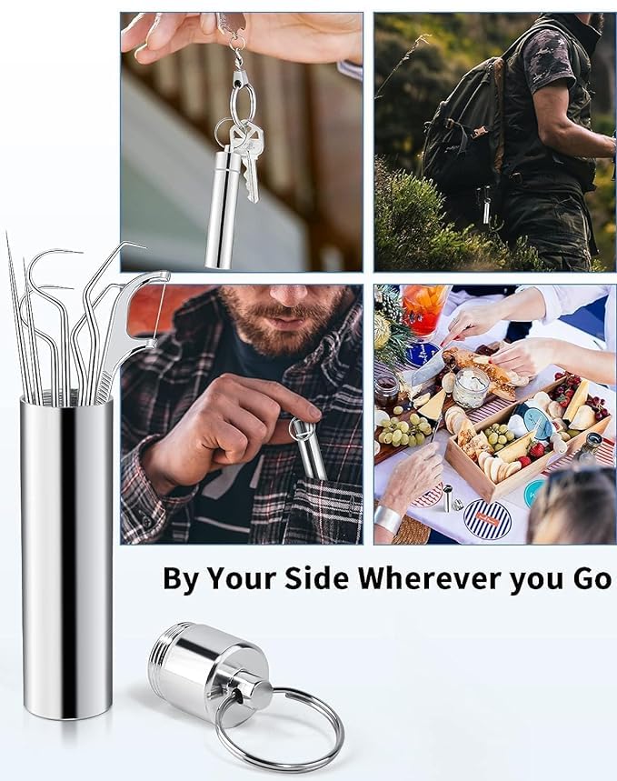 click2shop 7 in 1 Teeth Cleaning Tool Kit - Portable Stainless Steel Dental Tools for Outdoor Camping, Travel, and Braces Maintenance - Toothpicks Pocket Set with Holder - Image 5