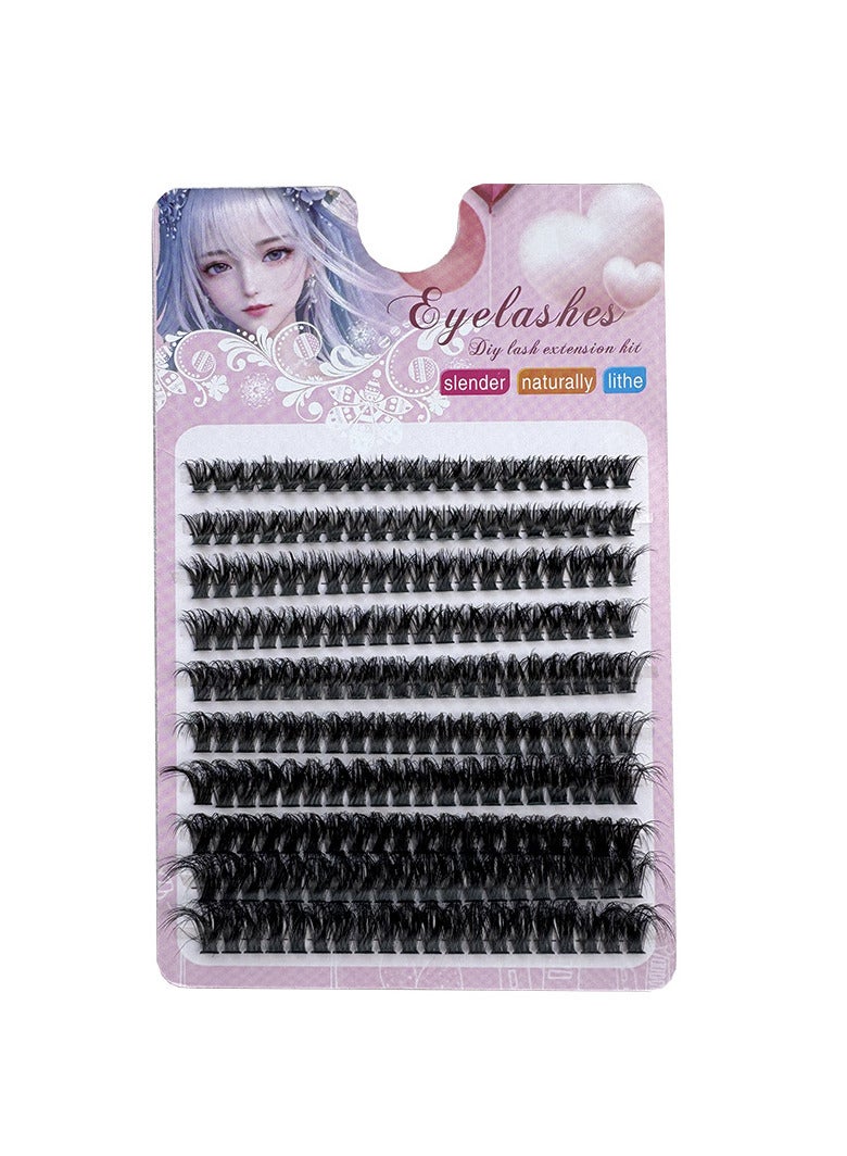 200 Clusters of False Eyelashes Cluster Lashes Fine DIY (10-18mm) Cluster Lash Extensions 80D - Image 1