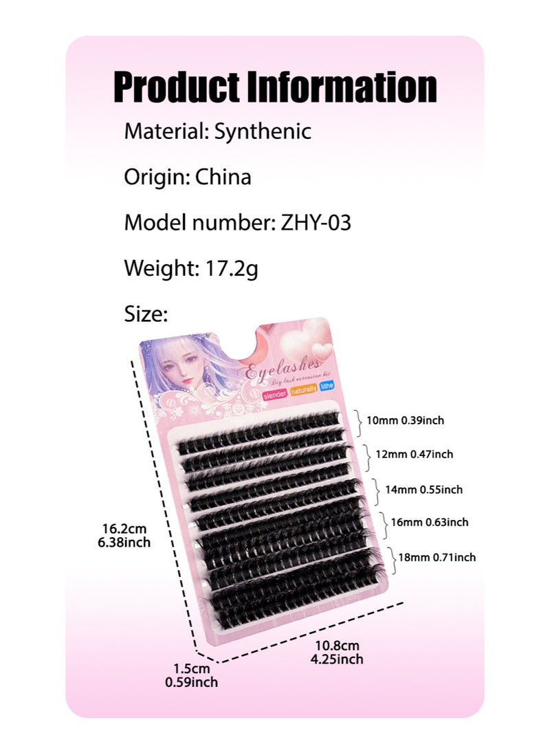 200 Clusters of False Eyelashes Cluster Lashes Fine DIY (10-18mm) Cluster Lash Extensions 80D - Image 3