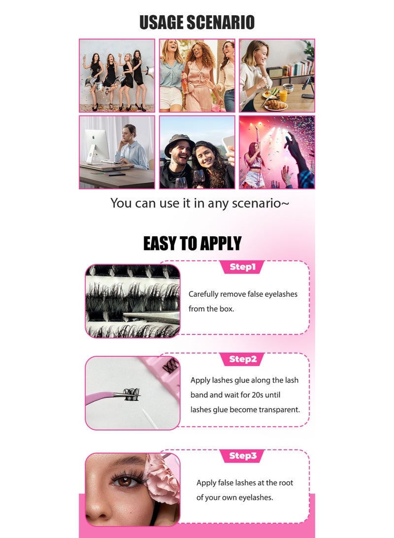 200 Clusters of False Eyelashes Cluster Lashes Fine DIY (10-18mm) Cluster Lash Extensions 80D - Image 5