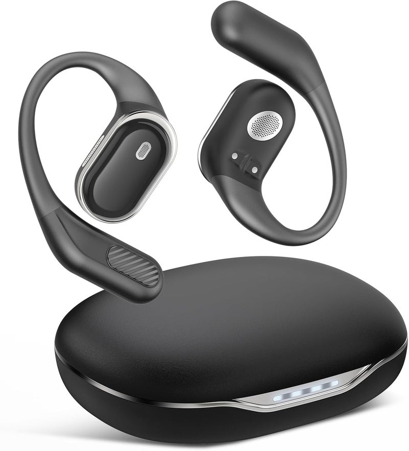 TRAUSI Open Ear Headphones, Wireless Bluetooth Earbuds, 80H Playtime Stereo Ear Buds with ENC Noise Cancelling, IPX7 Waterproof Over Ear Earphones with Earhook for Sports/Running/Gym/Workouts Black - Image 1