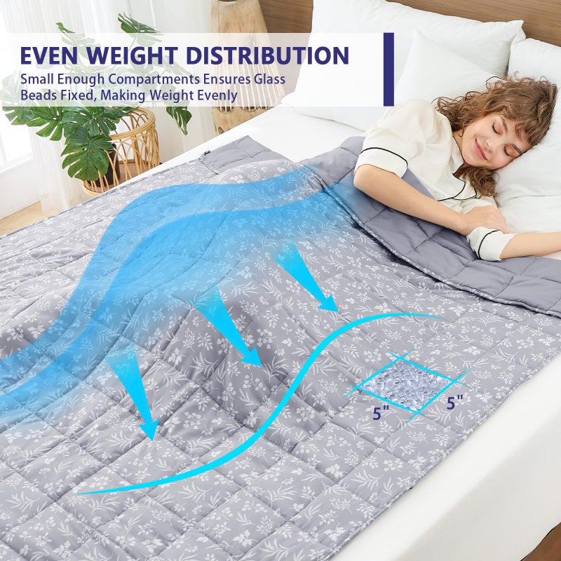 yescool 25 lbs Weighted Blanket Queen Size for Adults (60â€x 80â€, Dove Grey) Cooling Heavy Blanket for Sleeping Perfect for 240-260 lbs, Winter Thick Breathable Blanket with Premium Glass Bead - Image 4