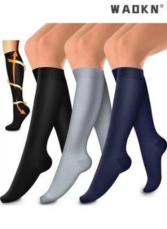 WAOKN 3 pairs of Black Copper Compression Stockings for Women & Men Calf Socks,Pressure Socks,Elastic Socks,Yoga Socks,Best Support for Running,Hiking,Nursing,Sports,Cycling and so on  - Image 1