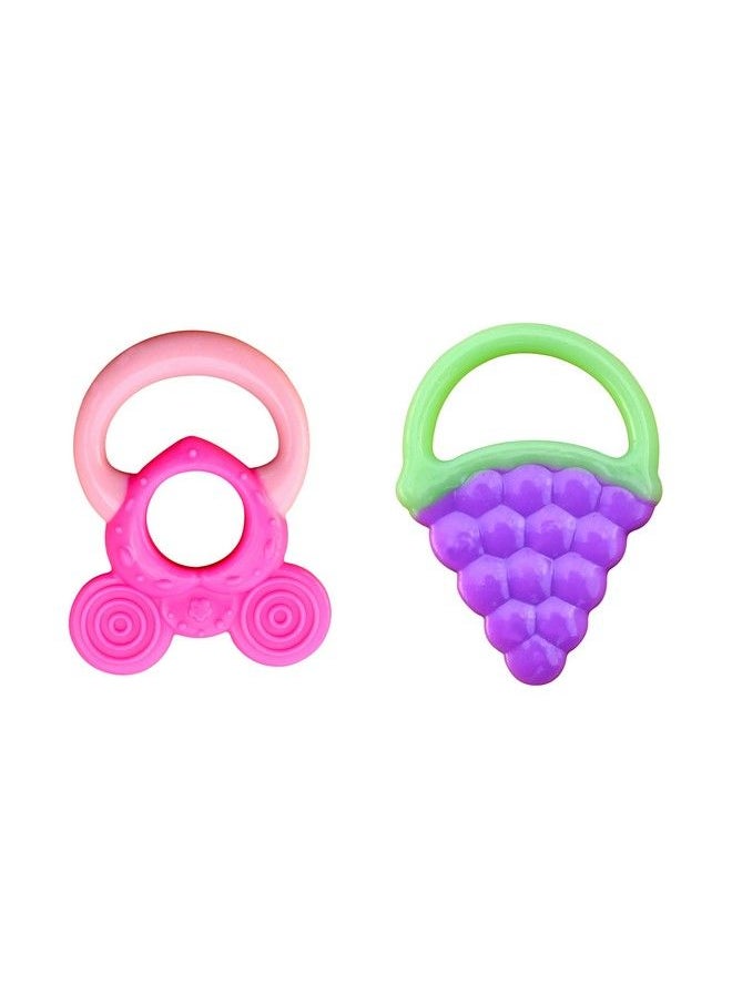 The Little Lookers Combo Silicone Fruit Shape Teether For Baby Toddlers Infants Children (Pack Of 2) (Candy Pink & Grapes)  - Image 2
