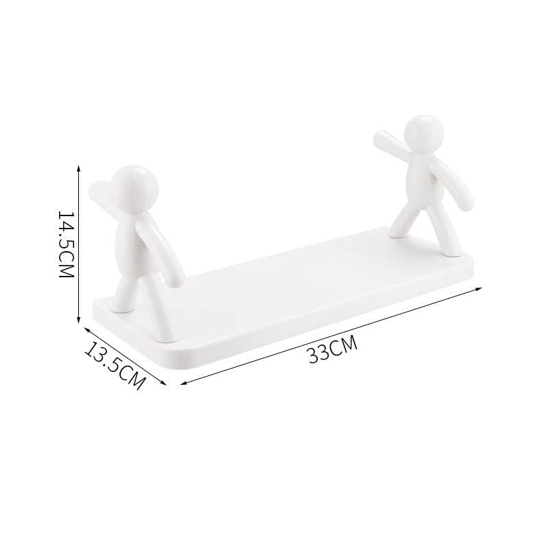 Lara Tales Lara Tales Plastic Rectangular Multipurpose Wall Shelves with Human Hook Rack Shelf SelfAdhesive Sticker Hooks Wall Holder Bathroom Storage Rack for Bathroom living room Bedroom Kitchen office White 1 Pieces  - Image 3