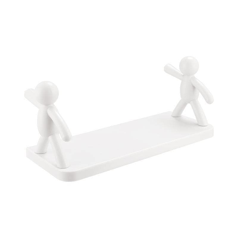Lara Tales Lara Tales Plastic Rectangular Multipurpose Wall Shelves with Human Hook Rack Shelf SelfAdhesive Sticker Hooks Wall Holder Bathroom Storage Rack for Bathroom living room Bedroom Kitchen office White 1 Pieces  - Image 4