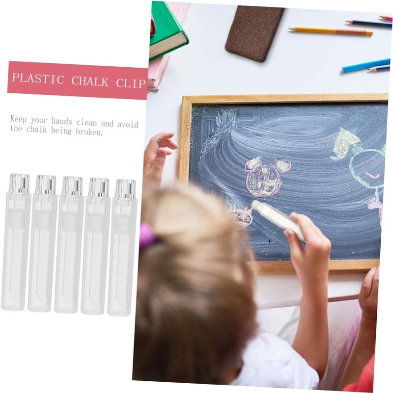 Gadpiparty 10pcs Plastic Chalk Covers for Easy Storage Transparent Chalk Clips for School Use Prevents Breakage - Image 5