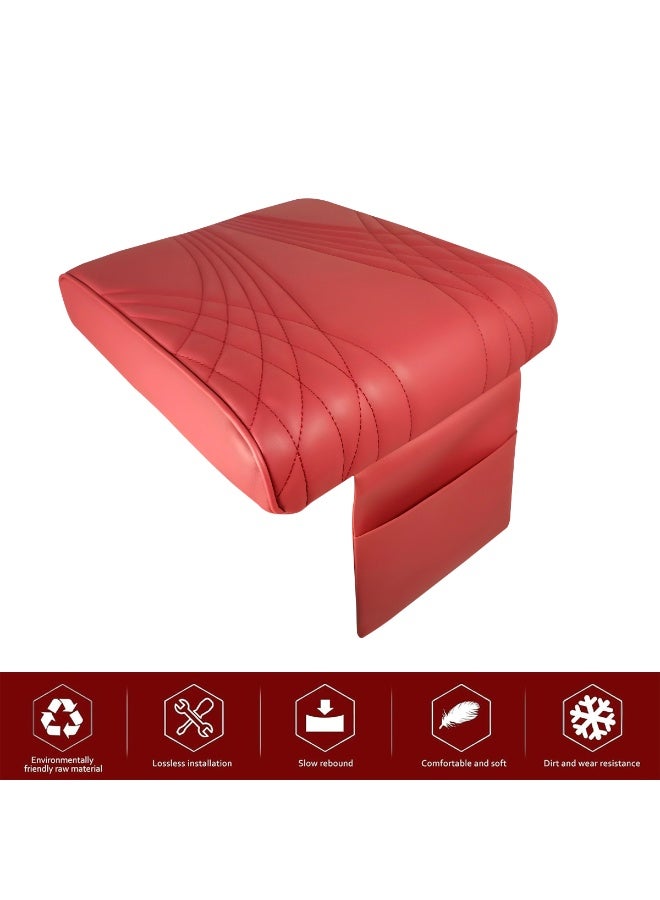 3XR Universal Car Armrest Cushion Cover with Memory Foam Padding, PU Leather Arm Rest Protector for Center Console, Waterproof Dust Resistant, Easy Installation, Model 5412 - Image 3