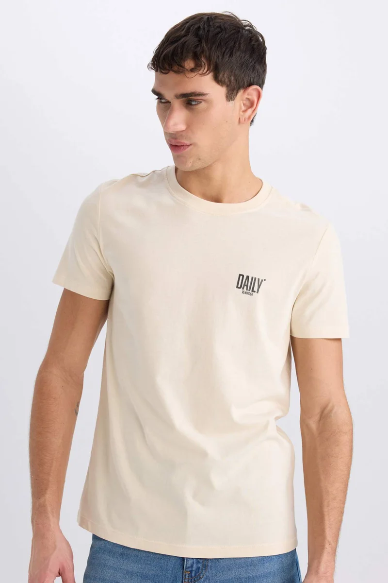 DeFacto Slim Fit Crew Neck Printed Short Sleeve T-Shirt