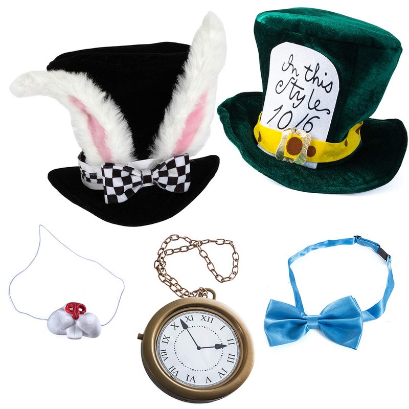 Tigerdoe White Rabbit & Mad Hatter Costume - 5 Pc Set (Unisex-Adult, One Size, Party, Alice in Wonderland) - Image 1