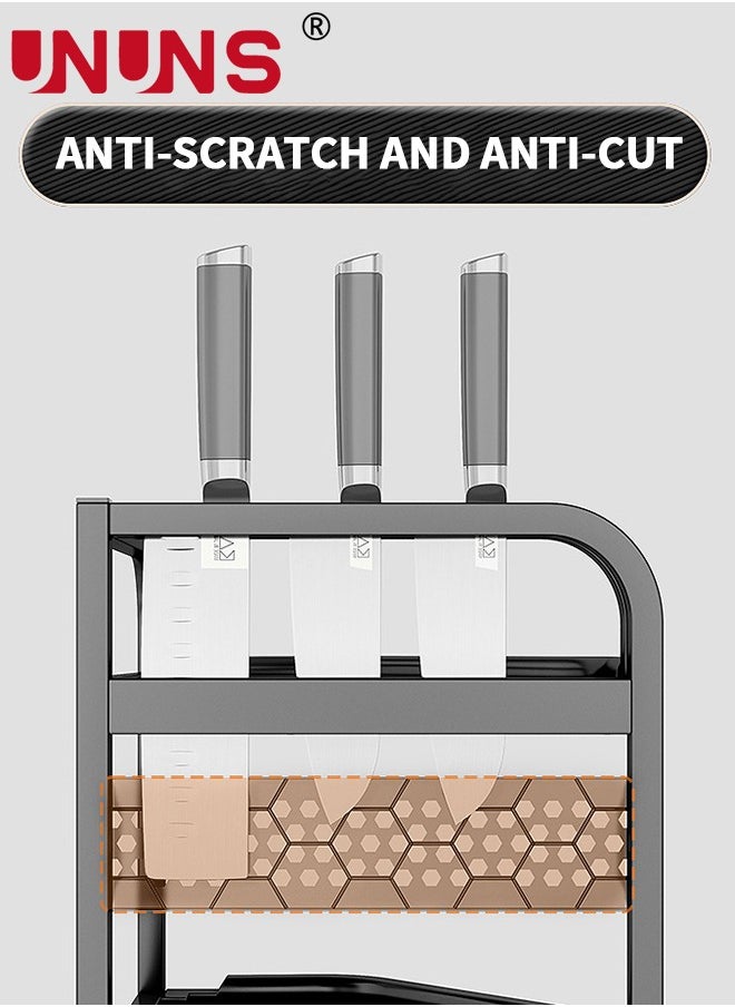 UNUNS - Spice Rack Organizer,2-Tier Seasoning Organizer Corner Storage Standing Shelf,Kitchen Bathroom Countertop Rack Organizer,Vanity Tray Cosmetic,Spice Rack With 4 Hooks - Image 1