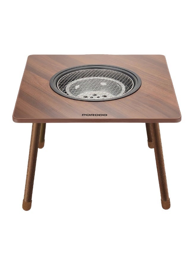 بورودو طاولة شواء خارجية مربعة متعددة الاستخدامات / حلقة حماية من الحرارة / وعاء فحم قابل للإزالة / مادة فولاذ كربوني / مثالية لرحلة التخييم، شواء في الهواء الطلق، نزهة على الشاطئ، الشواء على الشرفة - بني - Image 2