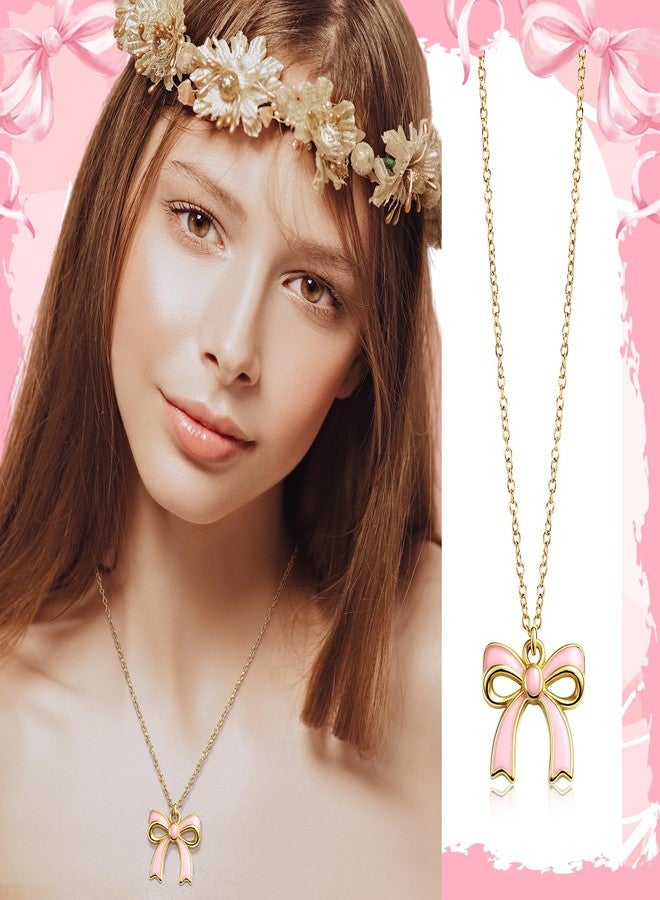 Quelay 12 Pcs Pink Bow Party Favors Bow Necklace Appreciate Gift Bulk Women Dainty Coquette Knot Ribbon Jewelry Pendant with Thank You Gift Card and Storage Bag for Mother Wife Sister Friends - Image 5