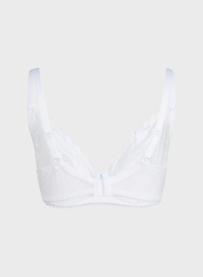 Ivory Rose Bridal Lace & Spot Bralette White