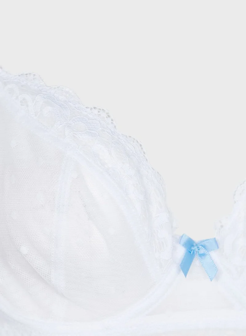 Ivory Rose Bridal Lace & Spot Bralette White