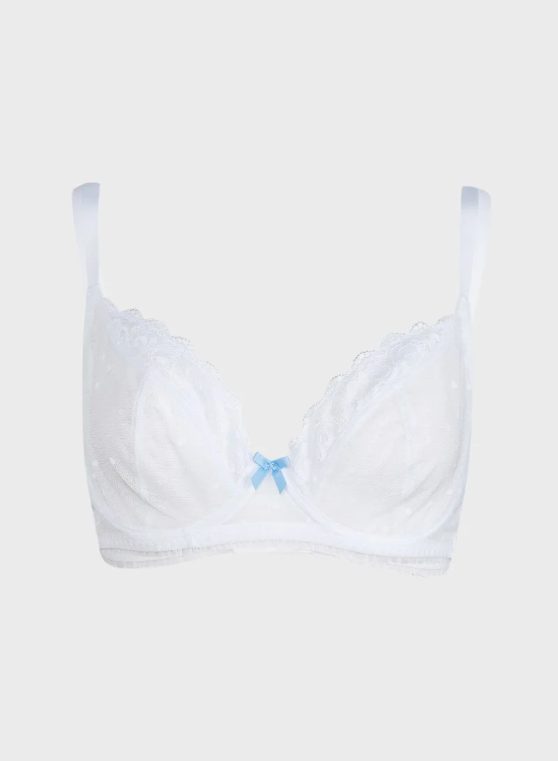 Ivory Rose Bridal Lace & Spot Bralette White
