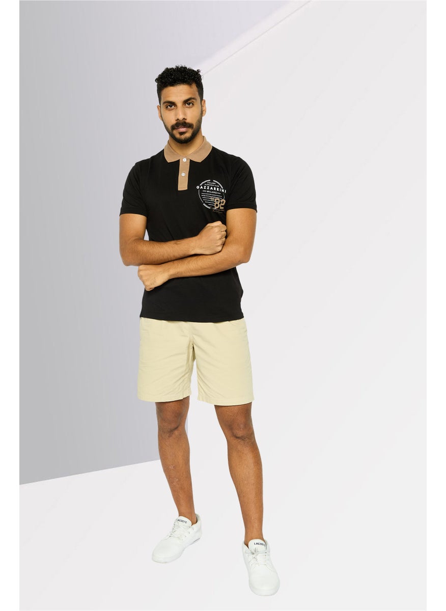 Gazzarrini Men Regular Fit Graphic Print  Short Sleeves Polo Shirt, Black  - Image 2