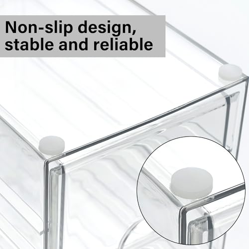 Prsildan Acrylic Drawer Organizer with 15 Drawers, Makeup Craft Office Desk Organizers Accessories, Set of 3 Clear Stackable Storage Drawers for Vanity, Countertop, Jewelry, Art Supply Organization - Image 5