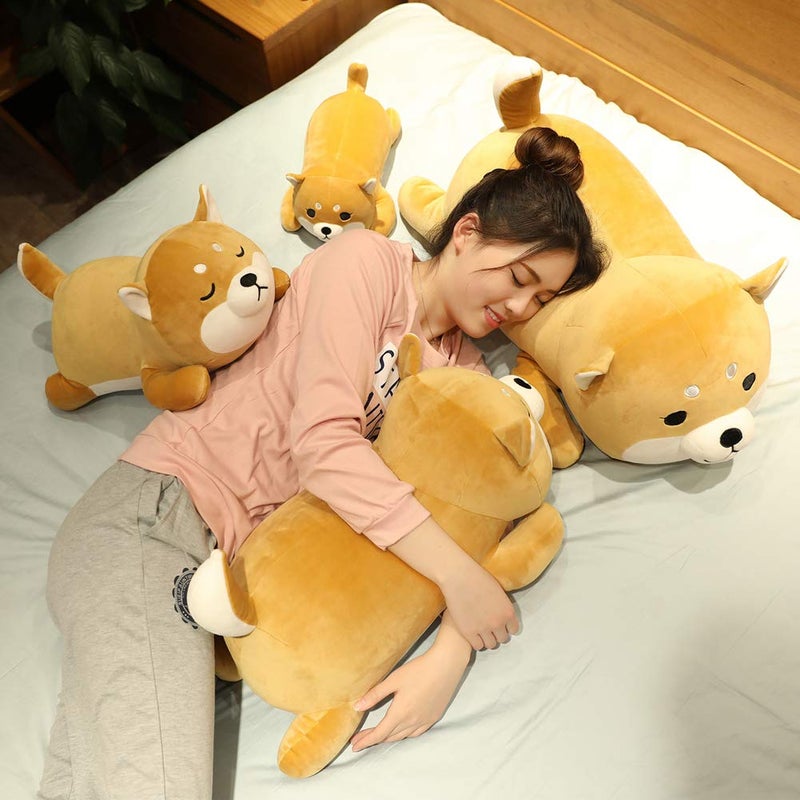 ERDAO Shiba Inu Plush Pillow Soft Corgi Stuffed Animals Toy Cute Sleeping Puppy Doll Gifts for Kids (Round Eyes  13.7 inch) - Image 3