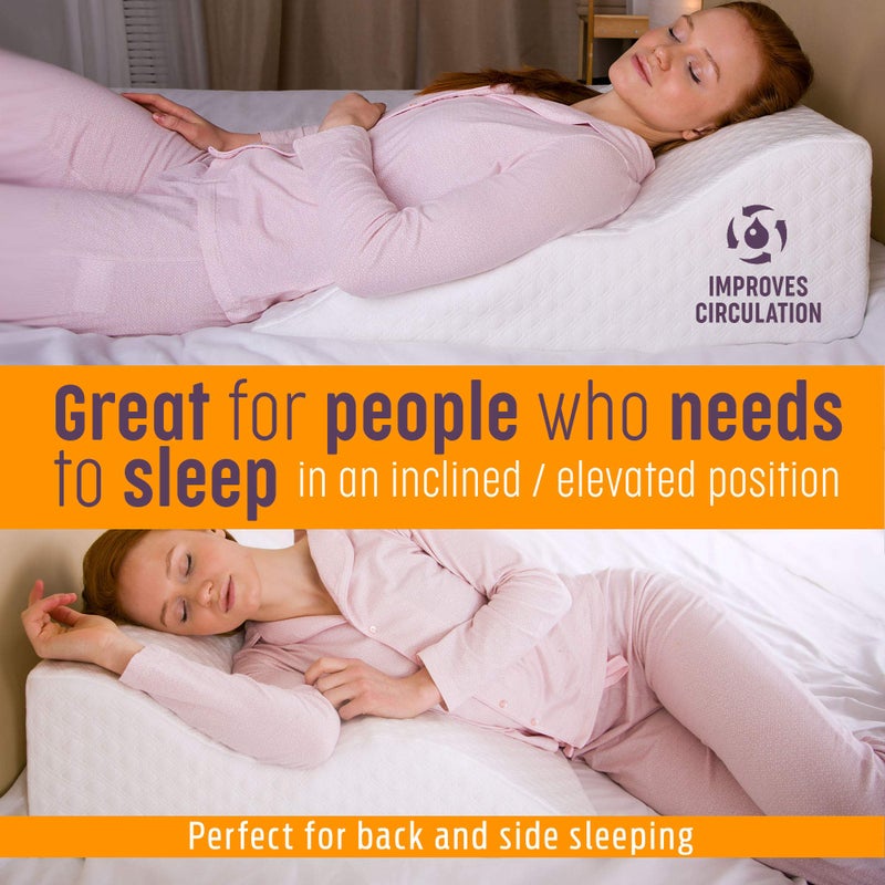 aeris Fsa Eligible Wedge Pillow for Sleeping -Post Surgery Pillow -Unique Curved Design -Memory Foam- Incline Pillow for Elevation,Pregnancy,Reading,Back & Knee Support,Breathing â€“,Washable Cover - Image 4