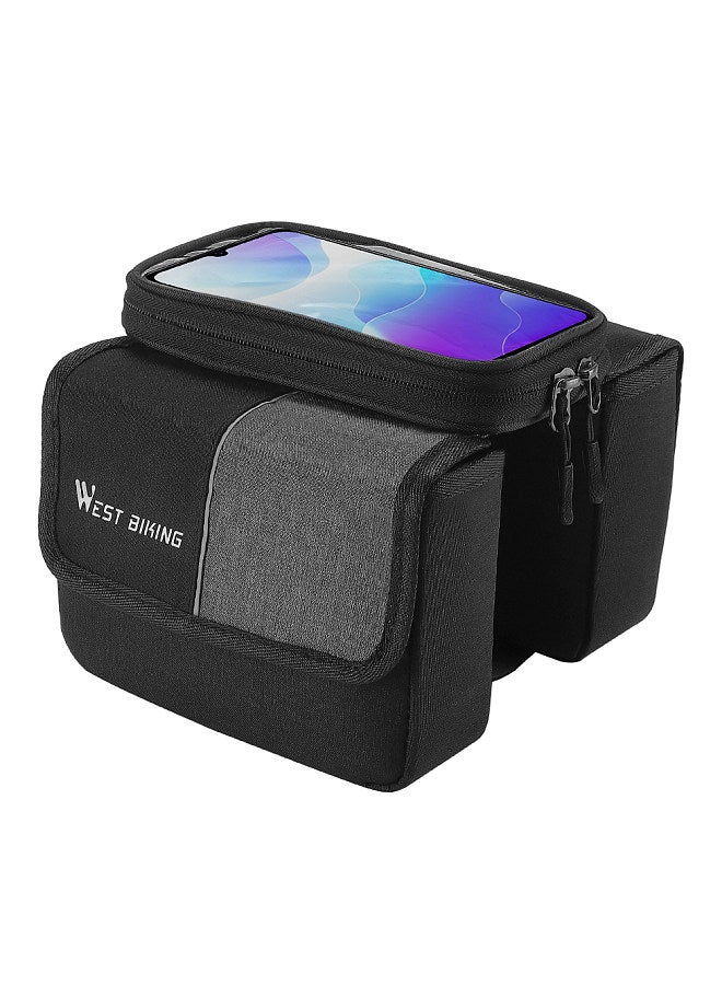 WEST BIKING Dual-Sides 2L Bicycle Bag Bike Frame Fronttube Bag Touchscreen Mobilephone Bag Double Zipper Cycling Bag Road Bike Accessories  - Image 1