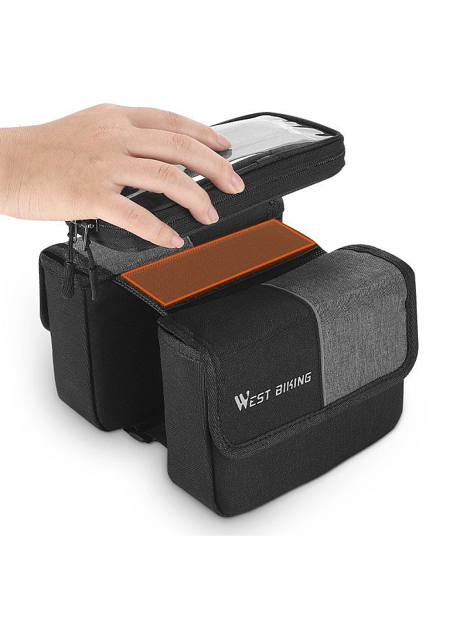 WEST BIKING Dual-Sides 2L Bicycle Bag Bike Frame Fronttube Bag Touchscreen Mobilephone Bag Double Zipper Cycling Bag Road Bike Accessories  - Image 3