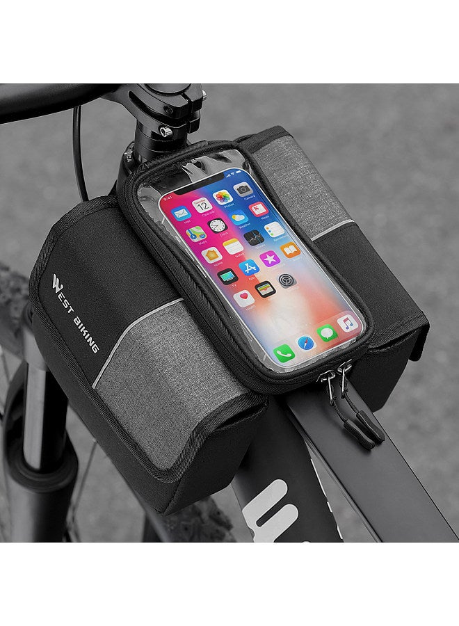 WEST BIKING Dual-Sides 2L Bicycle Bag Bike Frame Fronttube Bag Touchscreen Mobilephone Bag Double Zipper Cycling Bag Road Bike Accessories  - Image 5