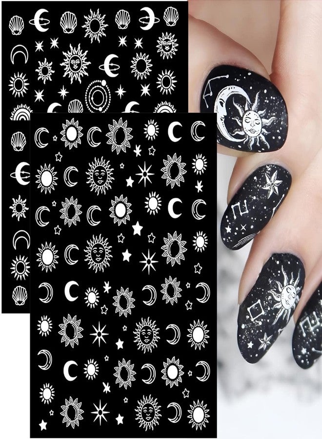 winthrop 12 Sheets Sun Moon Star Nail Art Stickers Decals, 3D Self-Adhesive Fashion Trendy Minimalist Colorful Rose Gold Pegatinas Uñas Design, DIY Manicure Decoration Supplies Accessories for Women Girls - Image 2