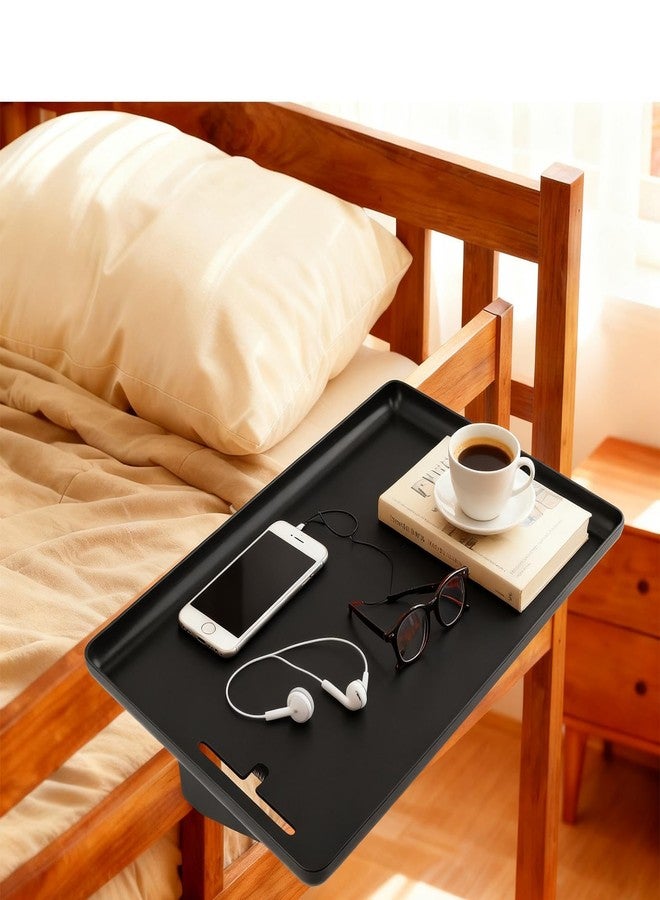 Yonderfume Bedside Shelf for Top Bunk Bed, College Dorm Room Essential Bed Side Table Tray Organizer, Black Clip on Nightstand Tray with Cable Management for Bunk & Loft Beds - Image 1
