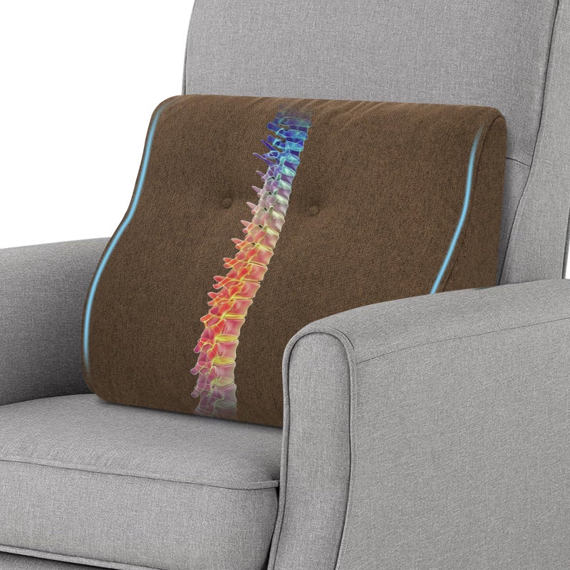 baibu Lumbar Support Pillow for Recliner, Large Memory Foam Dual-Layer Patent Design Back Support Cushion for Sofa & Gaming Chair, Ergonomic Lumbar Pillow with Machine Washable Cover, Brown - Image 1