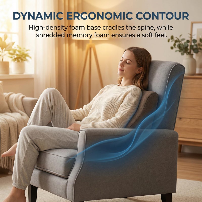 baibu Lumbar Support Pillow for Recliner, Large Memory Foam Dual-Layer Patent Design Back Support Cushion for Sofa & Gaming Chair, Ergonomic Lumbar Pillow with Machine Washable Cover, Brown - Image 3