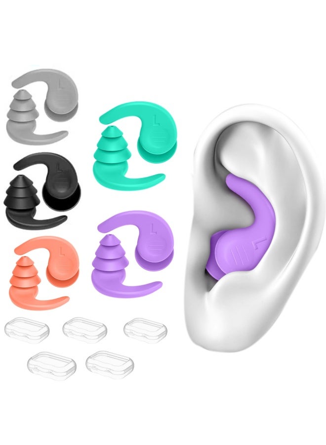 RTYY 5 أزواج من سدادات الأذن للسباحة، سدادات أذن سيليكون مقاومة للماء وقابلة لإعادة الاستخدام للسباحة وركوب الأمواج والغطس وغيرها من الرياضات المائية، سدادات أذن للنوم مع خاصية إلغاء الضوضاء (للبالغين والمراهقين 14 عامًا فأكثر) - Image 1