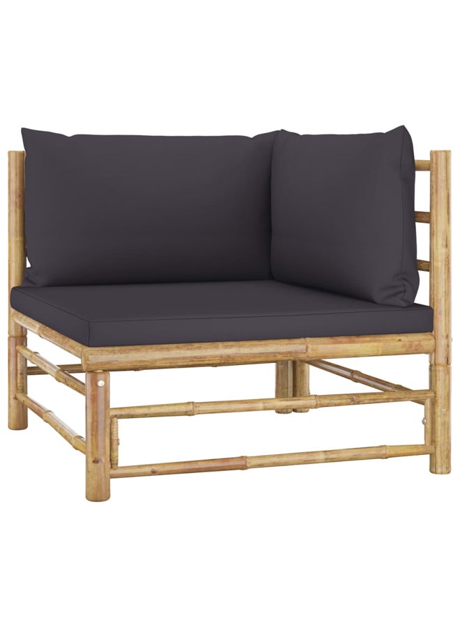 vidaxl 7 Piece Garden Lounge Set with Dark Grey Cushions Bamboo 3058234 - Image 5